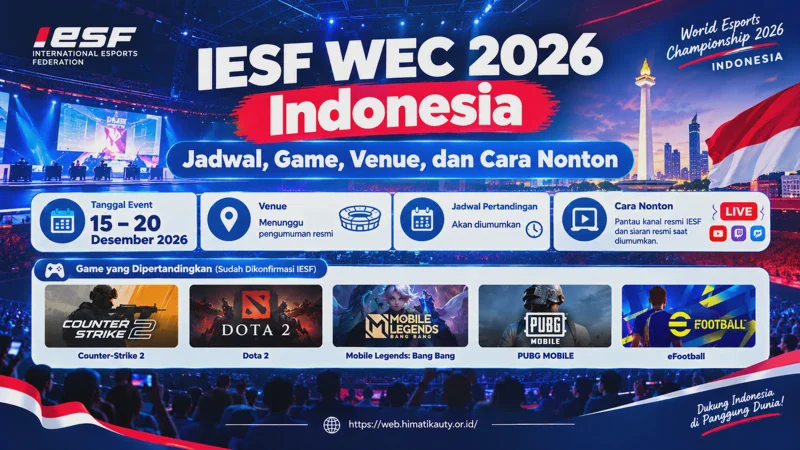 IESF WEC 2026 Indonesia: Jadwal, Game, Venue, dan Cara Nonton