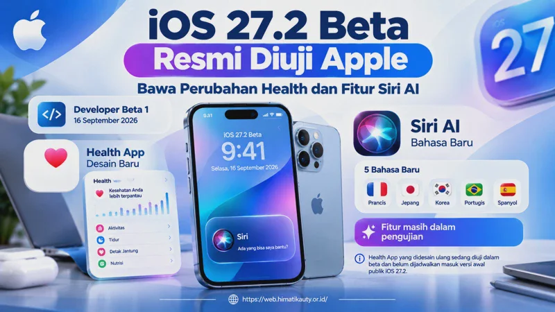 iOS 27.2 Beta Resmi Diuji Apple, Bawa Perubahan Health dan Fitur Siri AI