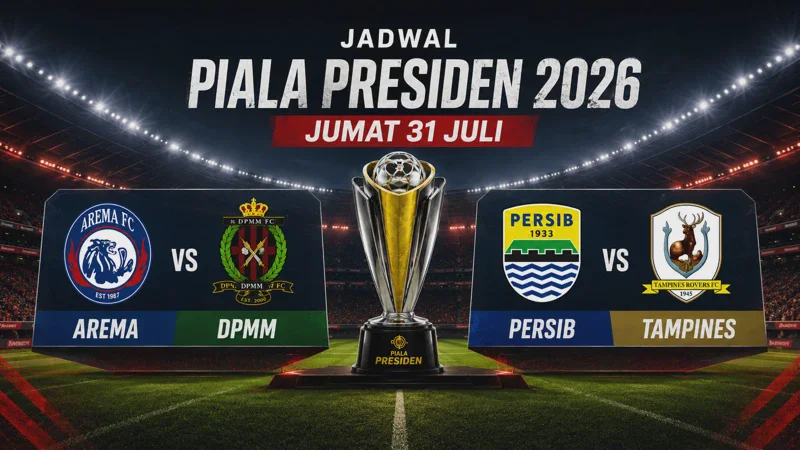 Jadwal Piala Presiden 2026 Jumat 31 Juli: Arema vs DPMM dan Persib vs Tampines