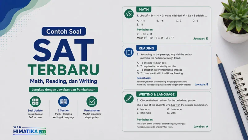Latihan Soal Digital SAT 2026: Math, Reading, and Writing Serta Strategi Menjawab